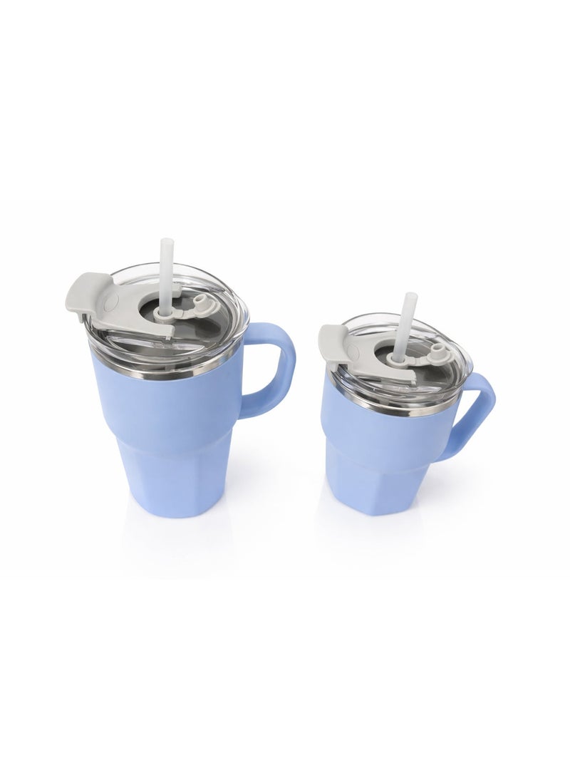 Set of 2 Rust-Resistant Insulated Stainless Steel Mugs (420ml + 560ml) with Airtight Lid & Handle – Keeps Drinks Hot & Cold - Image 5